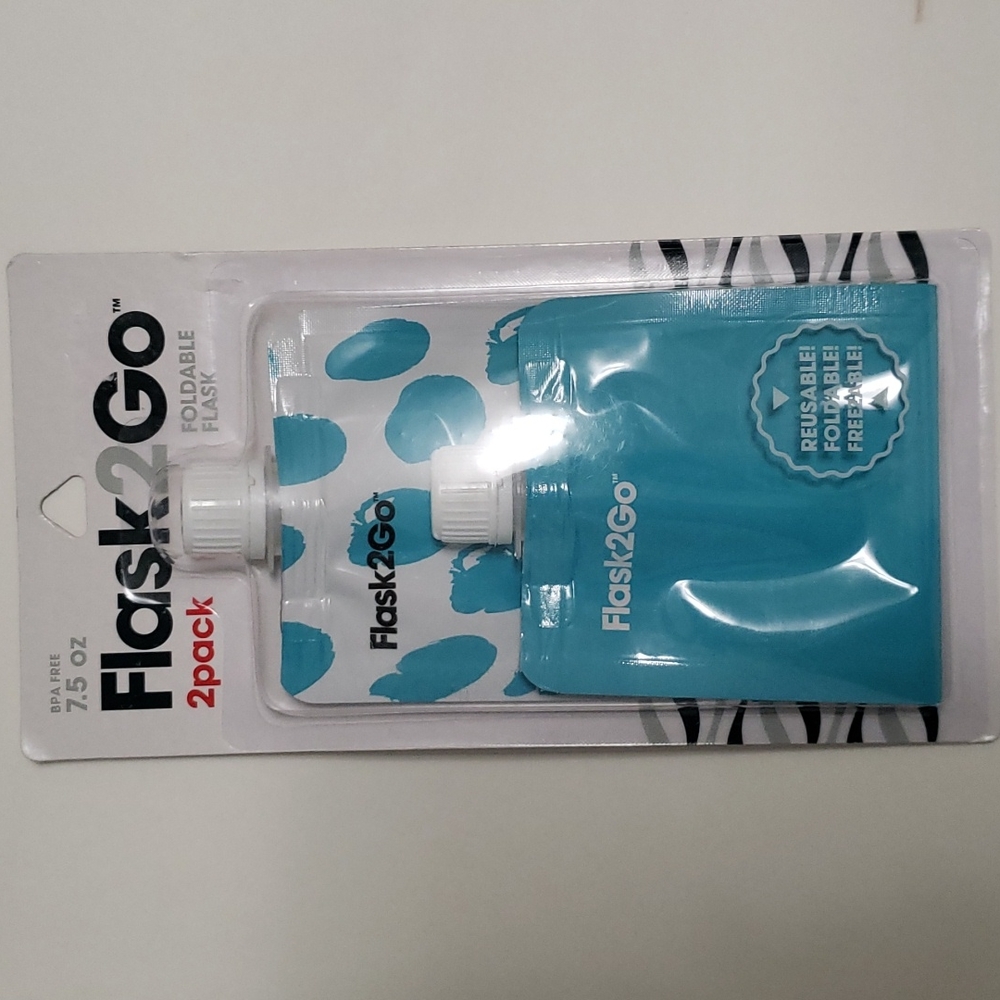 New - Flask2Go 2 Pack Foldable Flask
